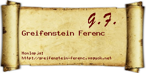 Greifenstein Ferenc névjegykártya